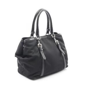 Prada Black Tote Leather TESSUTOTESS CA Nylon Bag SOFT